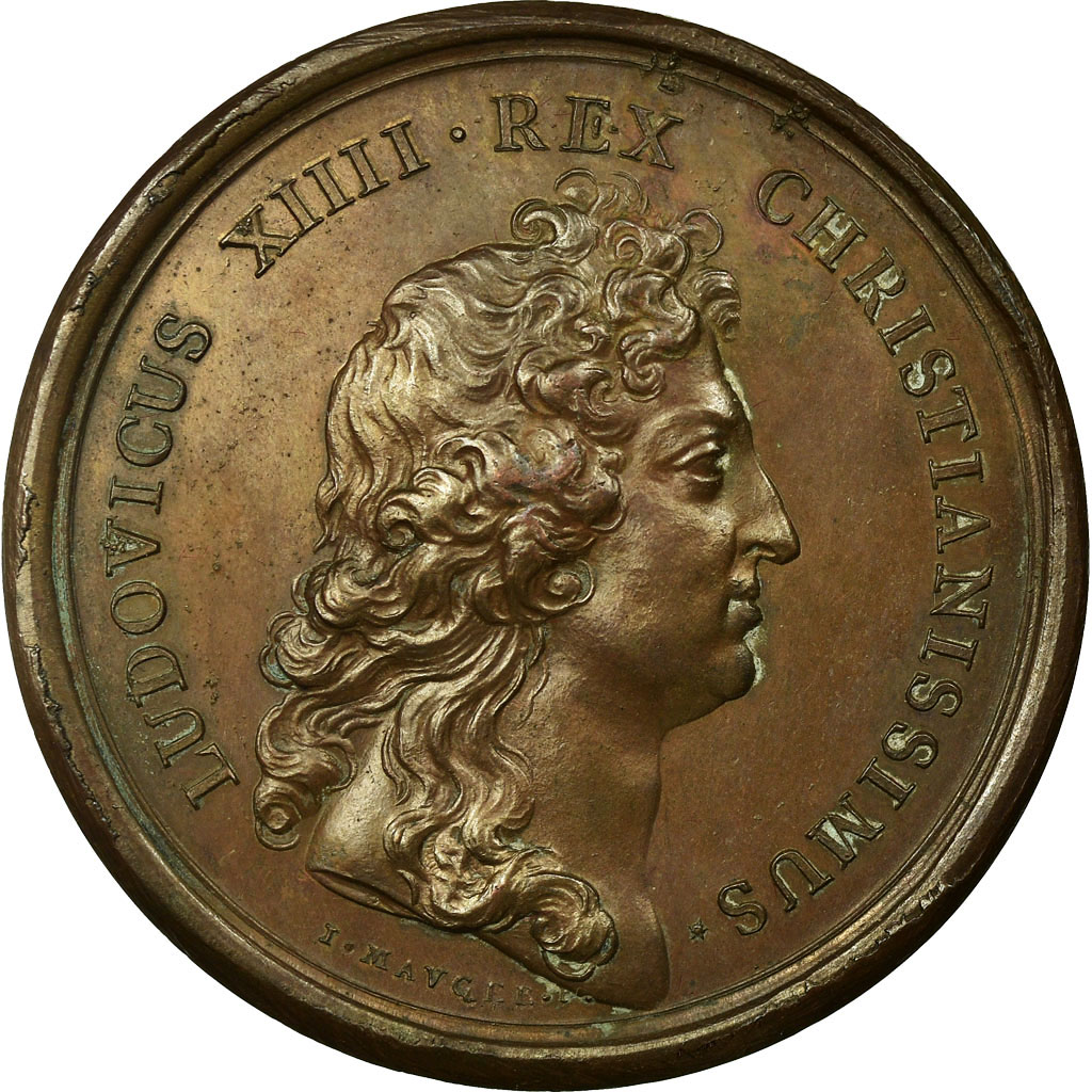 France, Medal, Louis XIV, Établissement des Manufactures, 1664, Copper, Mauger
