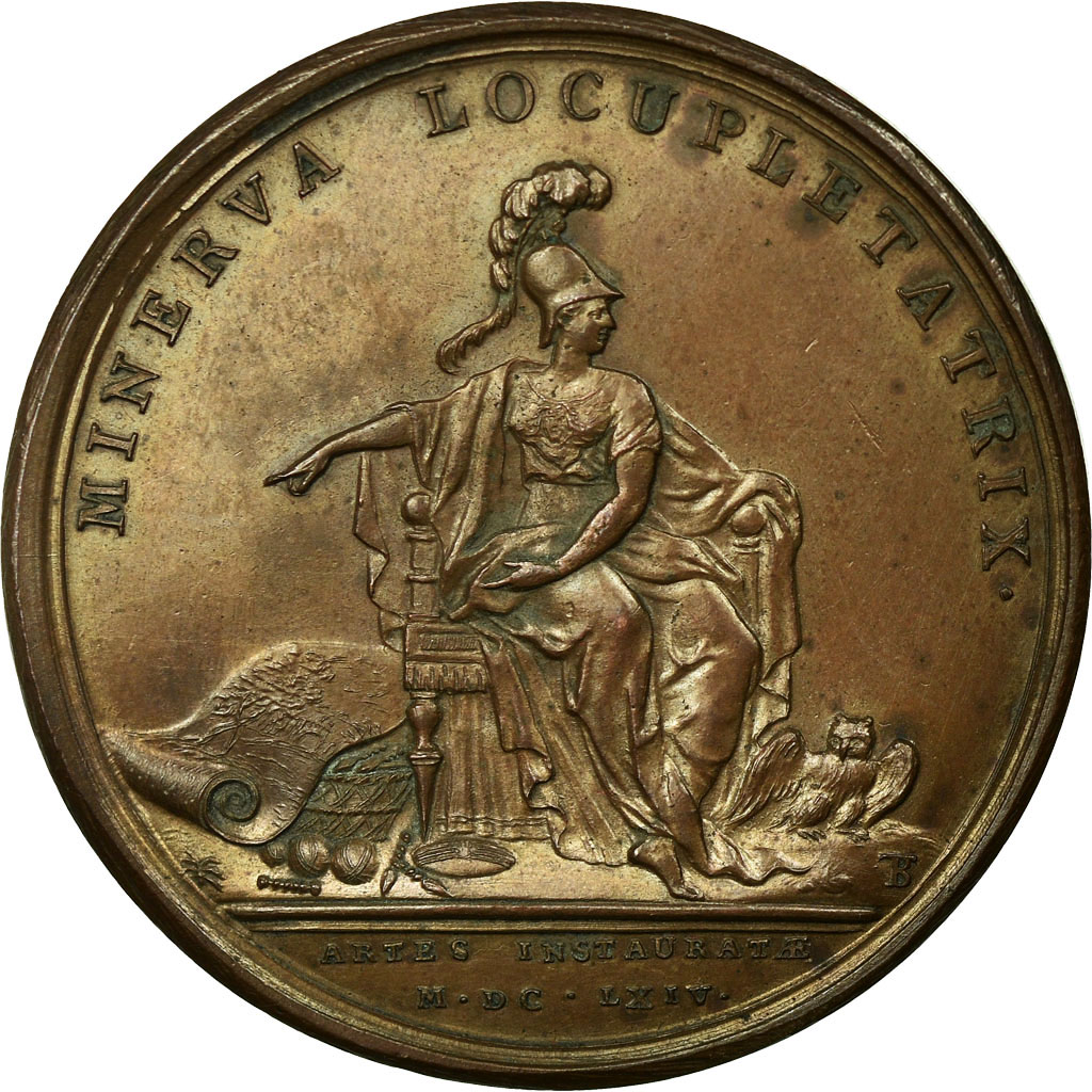 France, Medal, Louis XIV, Établissement des Manufactures, 1664, Copper, Mauger