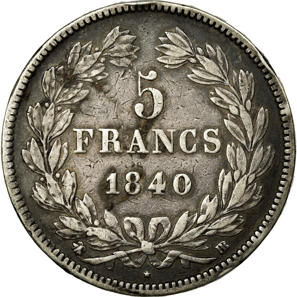 Coin, France, Louis-Philippe, 5 Francs, 1840, Strasbourg, , Silver
