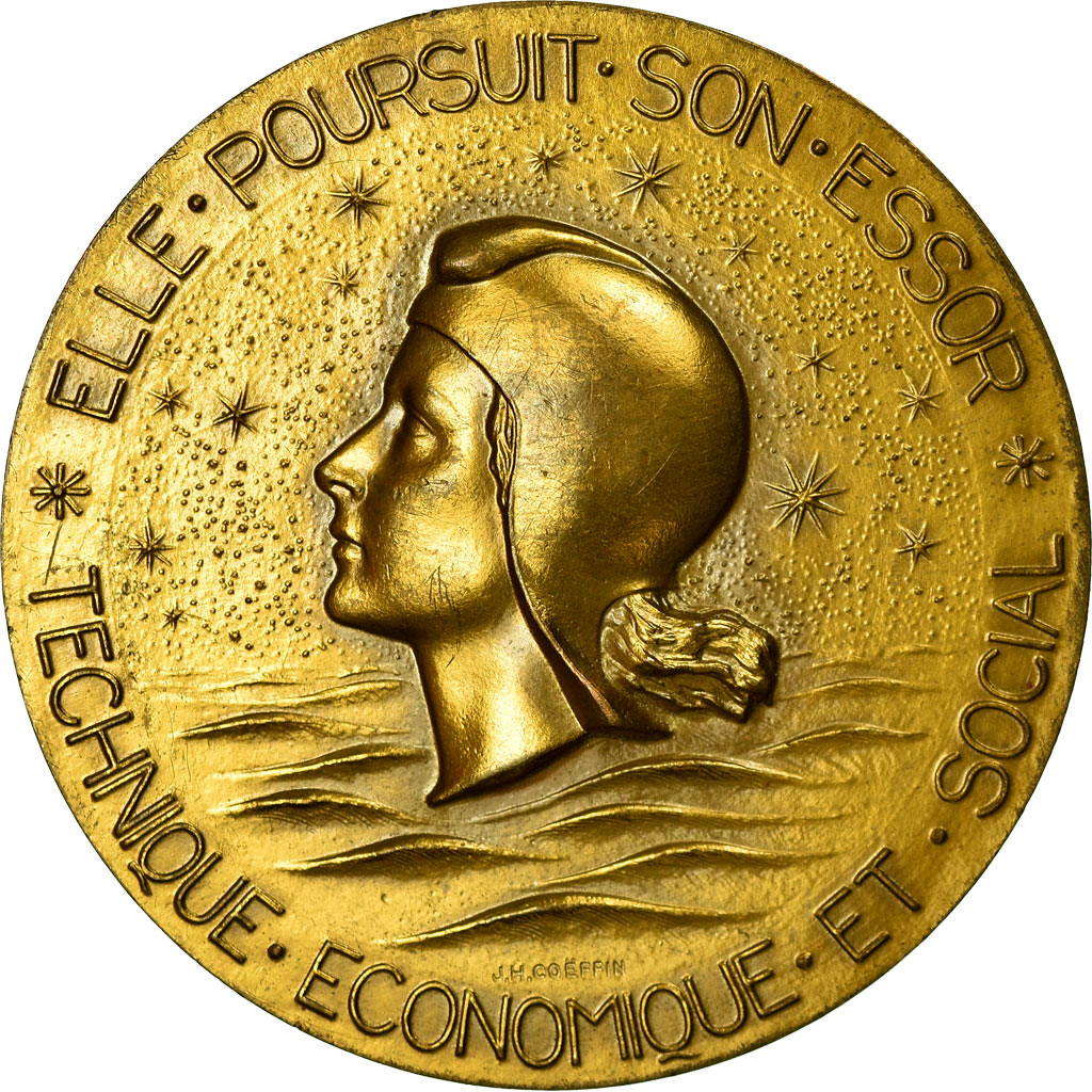 France, Medal, Compagnie Générale Transatlantique, France, 1962, Coeffin