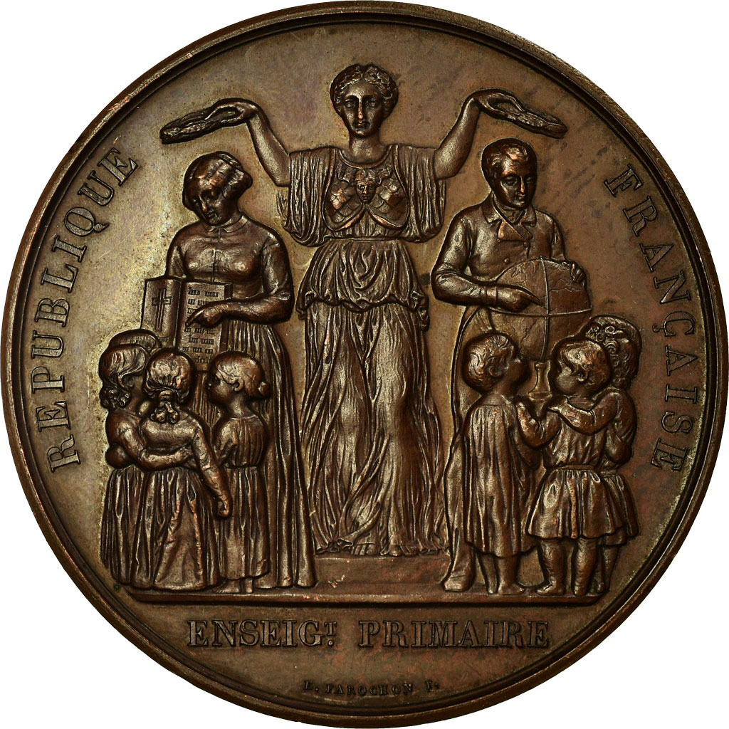 France, Medal, Enseignement Primaire, Lille, 1887, Farochon, , Copper