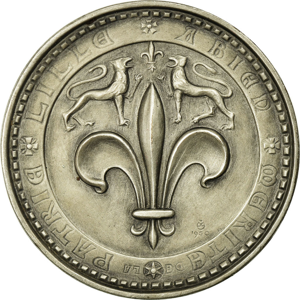 France, Medal, Lille a bien Mérité la Patrie, 1963, , Silvered bronze