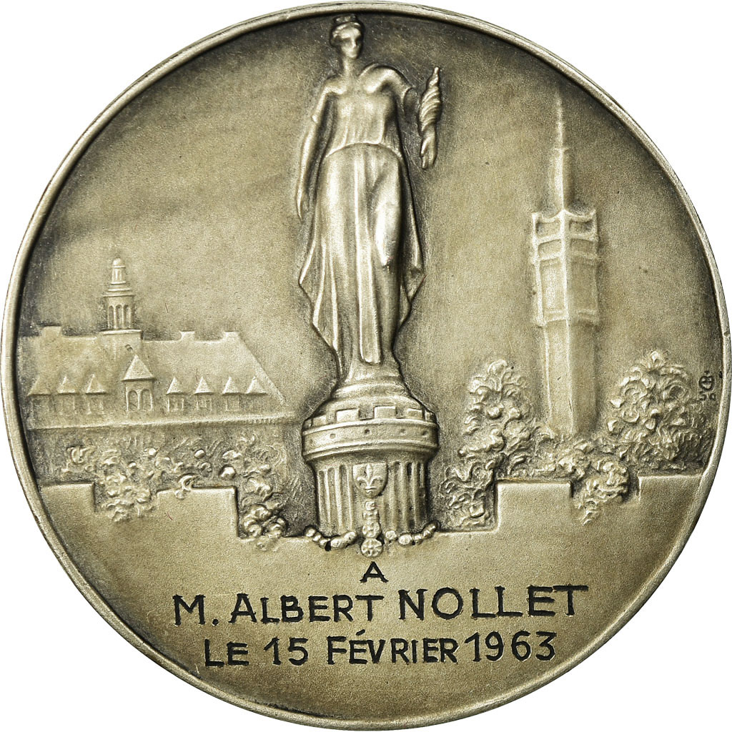 France, Medal, Lille a bien Mérité la Patrie, 1963, , Silvered bronze