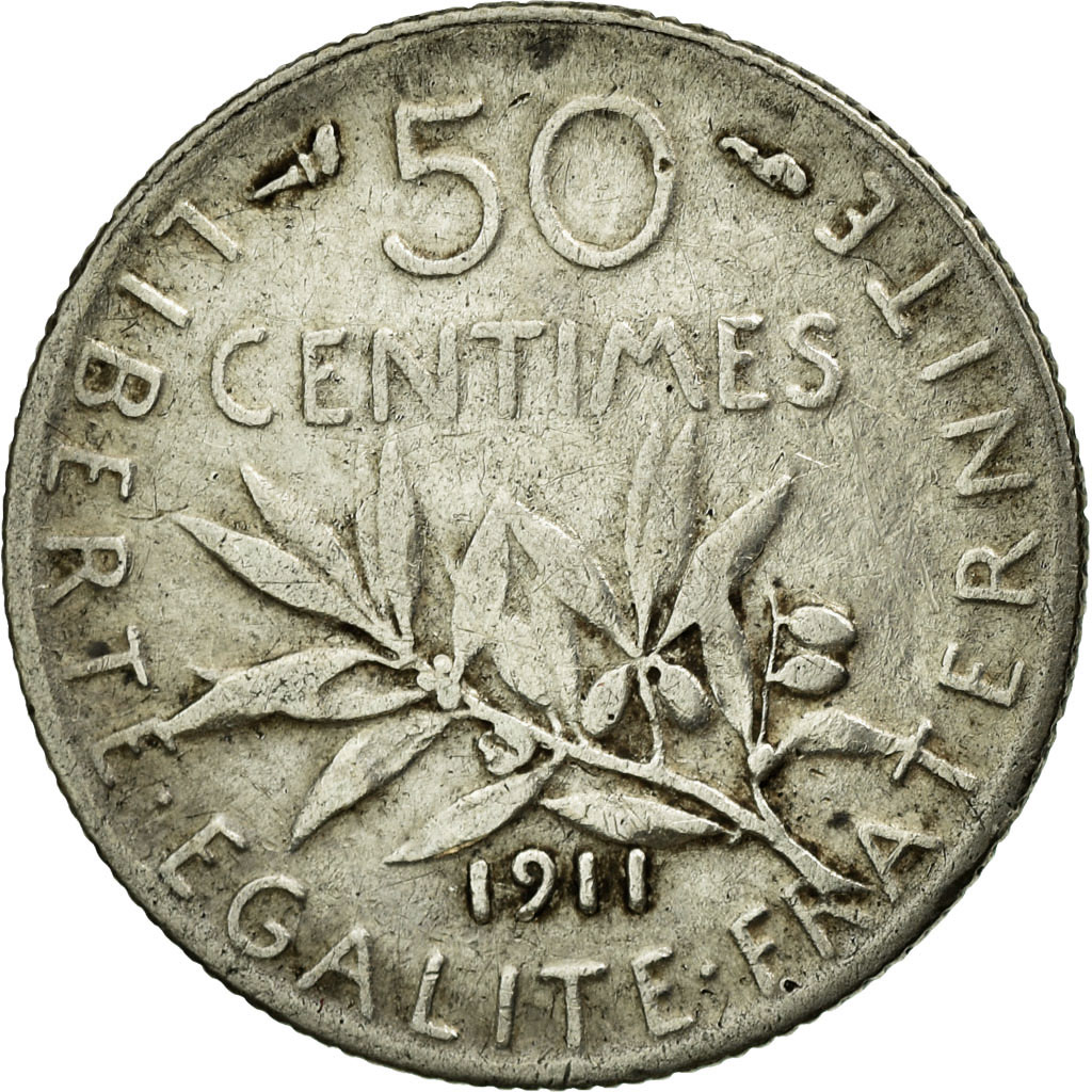 Coin, France, Semeuse, 50 Centimes, 1911, , Silver, Gadoury:420