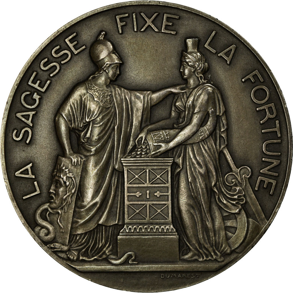 France, Medal, La Banque de France, La Sagesse fixe la Fortune, 1950, Dumarest