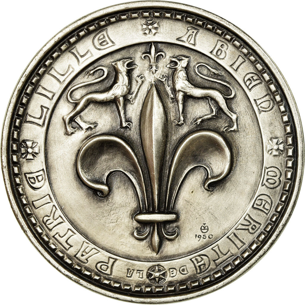 France, Medal, Lille a bien Mérité la Patrie, 1990, , Silvered bronze