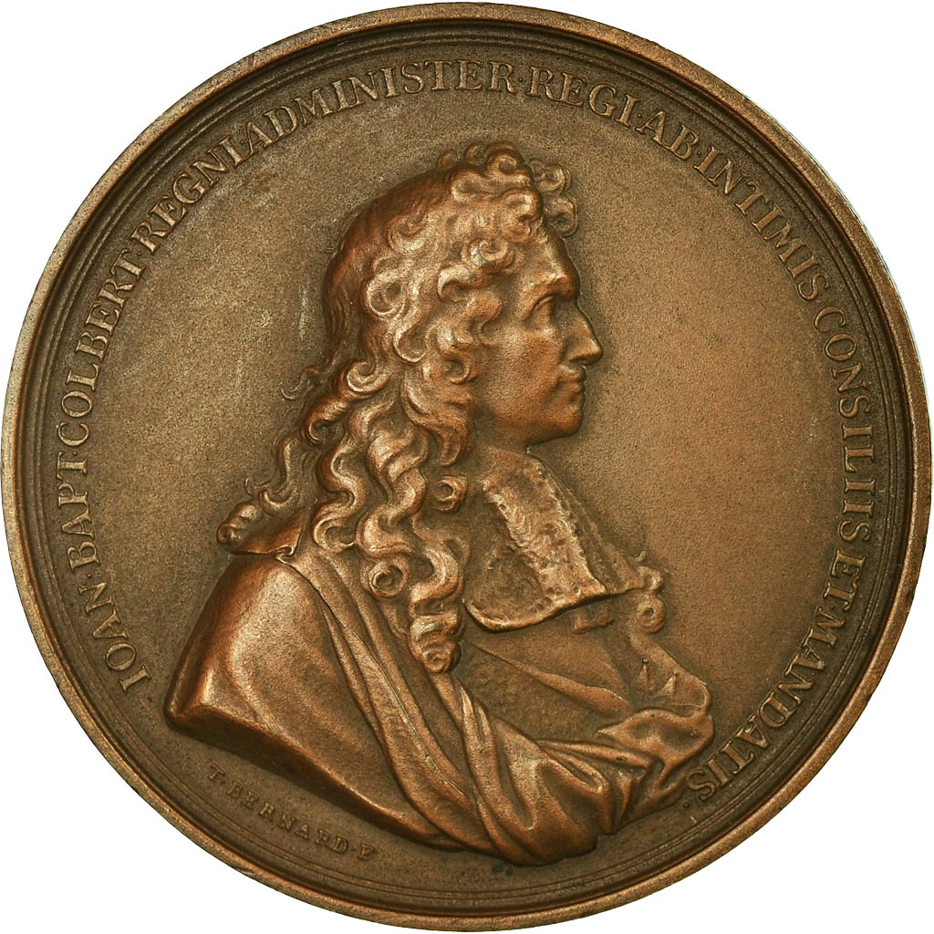 France, Medal, Colbert, Chambre de Commerce de Reims, 1953, T. Bernard, 