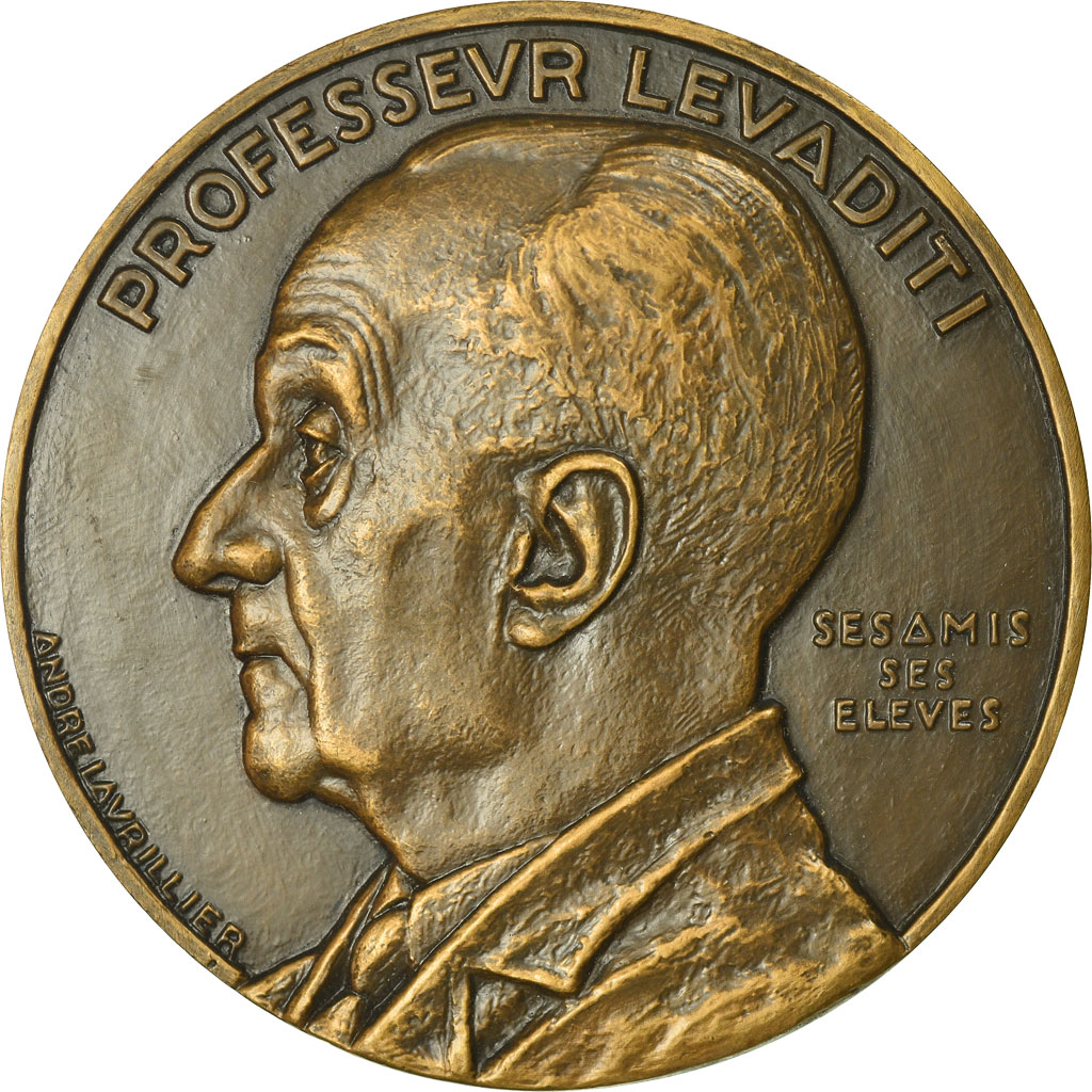 France, Medal, Médecine, Professeur Lévaditi, 1945, Lavrillier, 