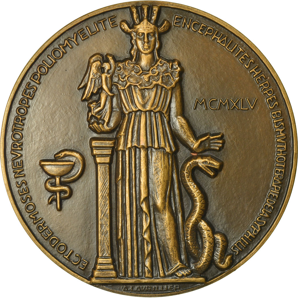 France, Medal, Médecine, Professeur Lévaditi, 1945, Lavrillier, 