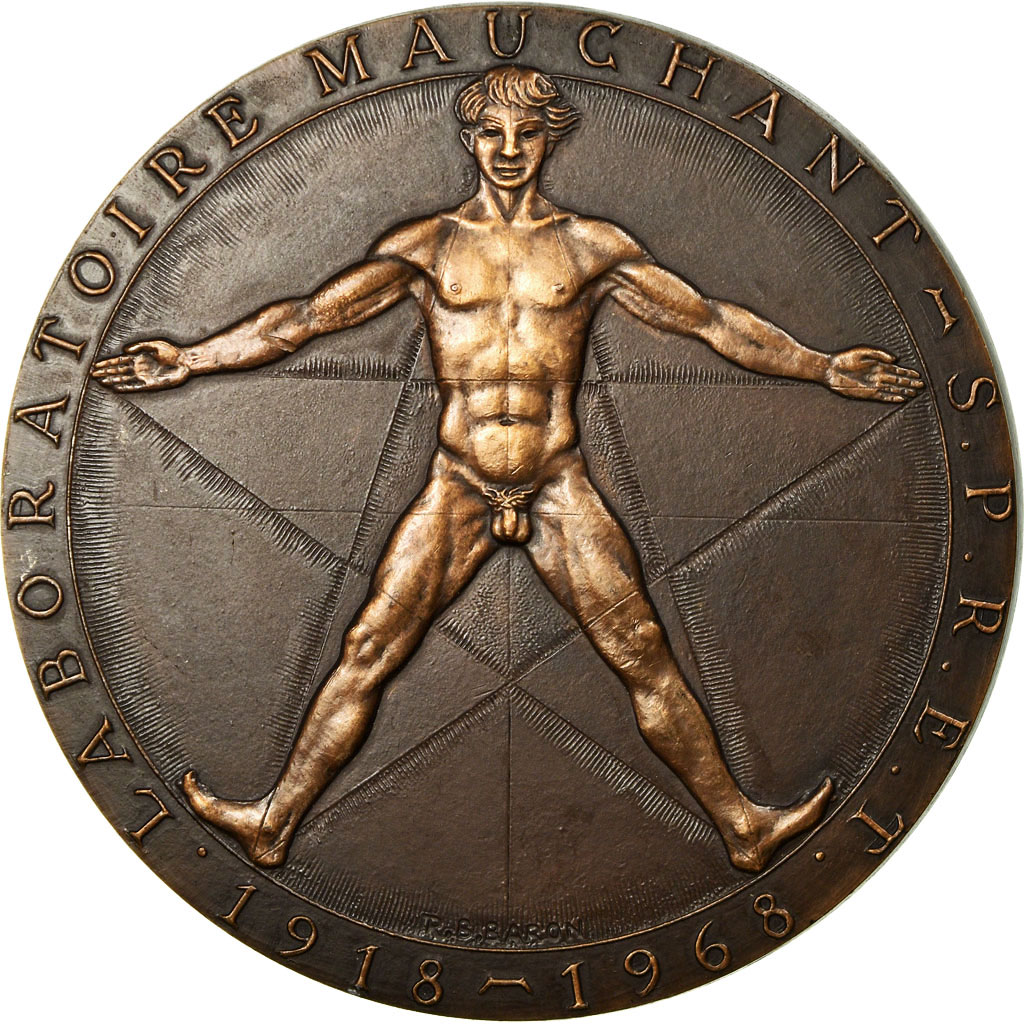 Frankrijk, Medaille, Médecine, Laboratoire Mauchant, Art Déco, 1968, Baron
