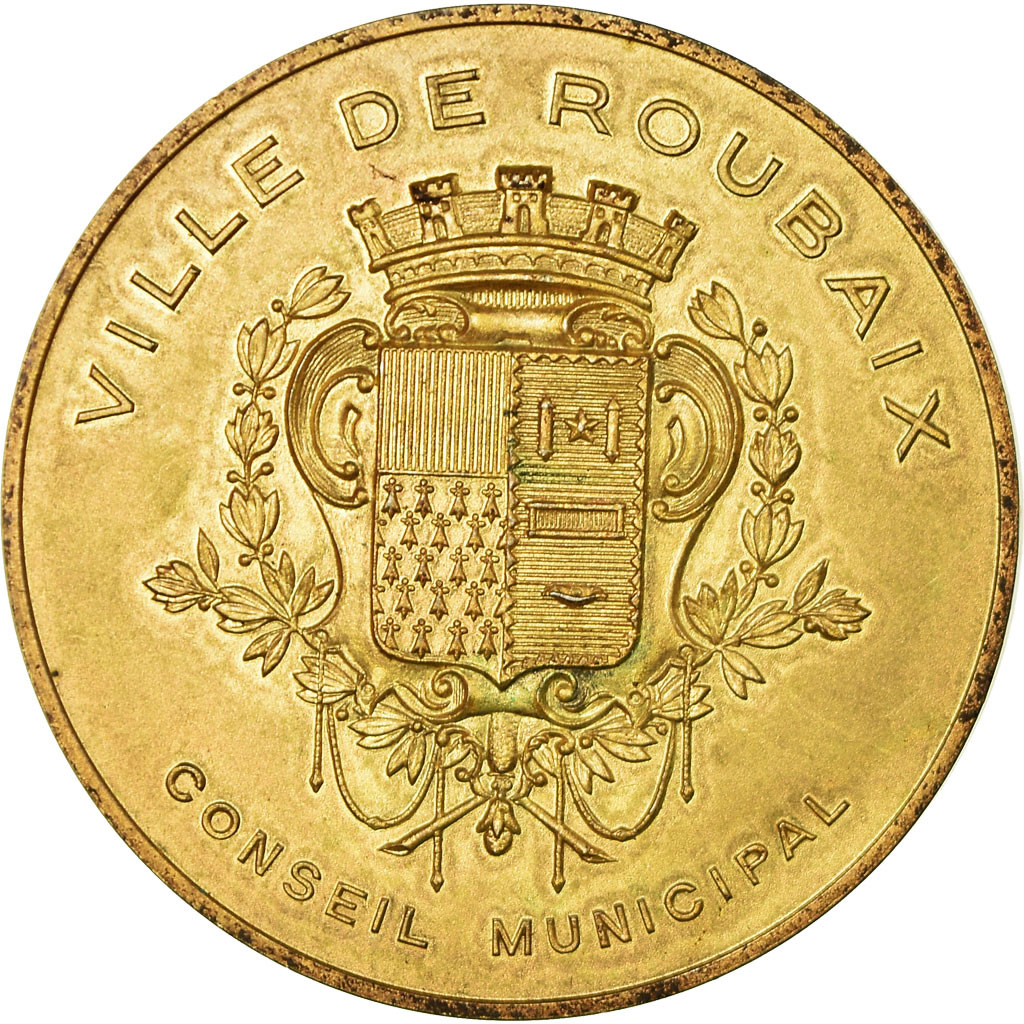 France, Medal, Conseil Municipal, Ville de Roubaix, 1953, , Vermeil