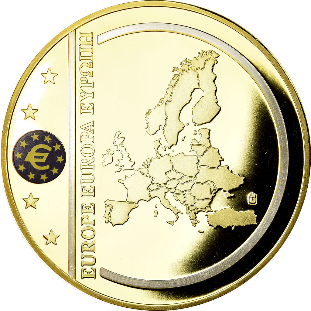 France, Medal, Billet de Banque Européenne, 100 Euro, , Copper Gilt