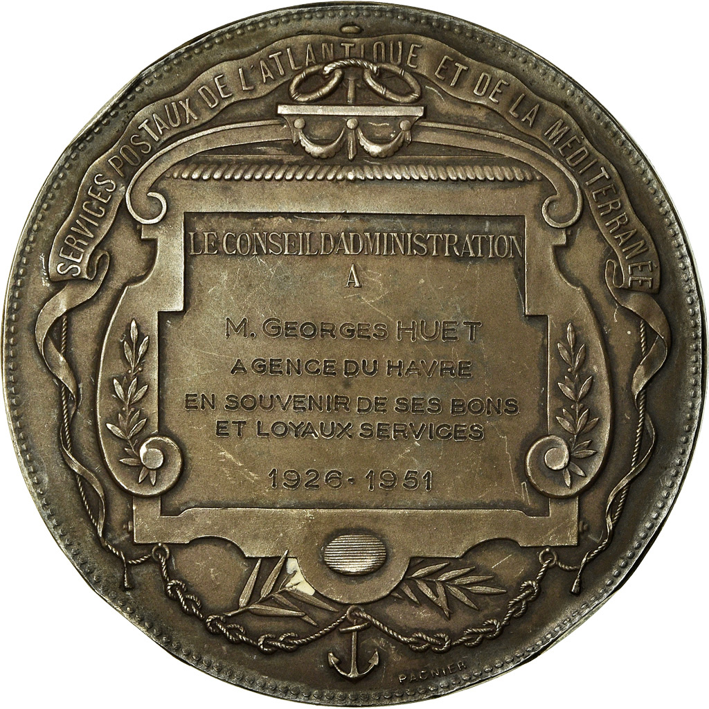France, Medal, Compagnie Générale Transatlantique, Services Postaux, Shipping