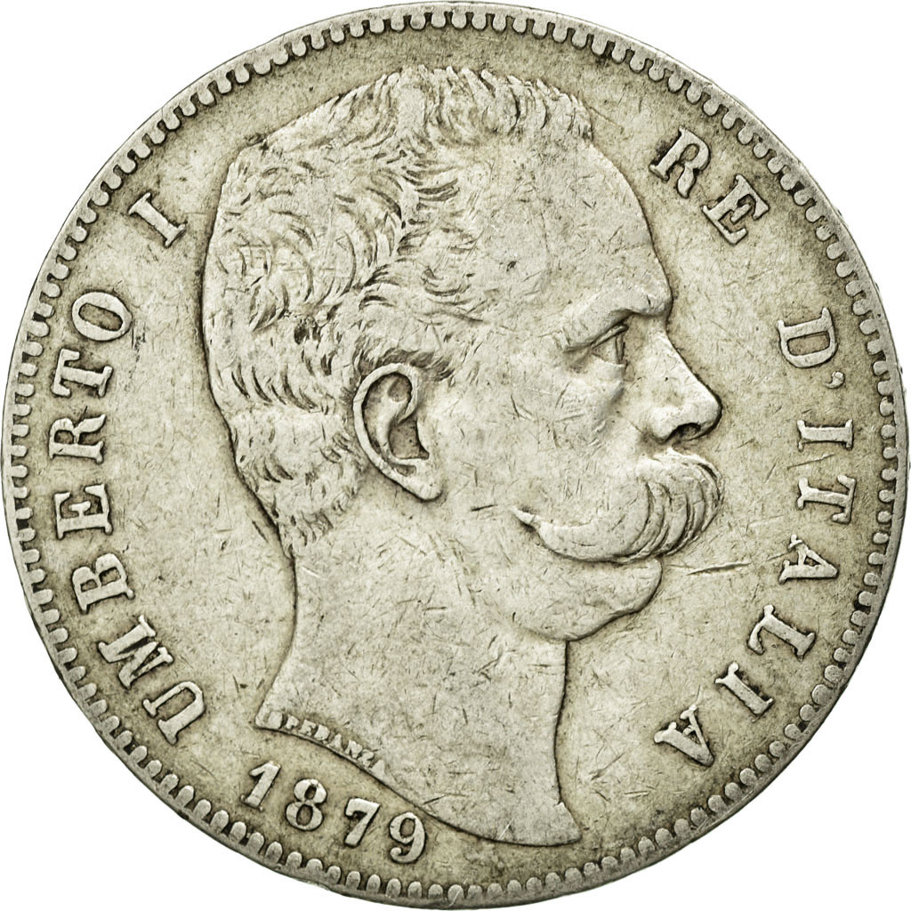 S*y様 1879年イタリア　ウンベルト1世 5リラ銀貨 Coin, Italy, Umberto I, 5 Lire, 1879, Rome, , Silver | European Coins
