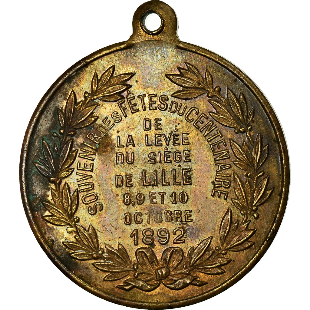 France, Medal, Centenaire de la levée du siège de Lille, History, 1892