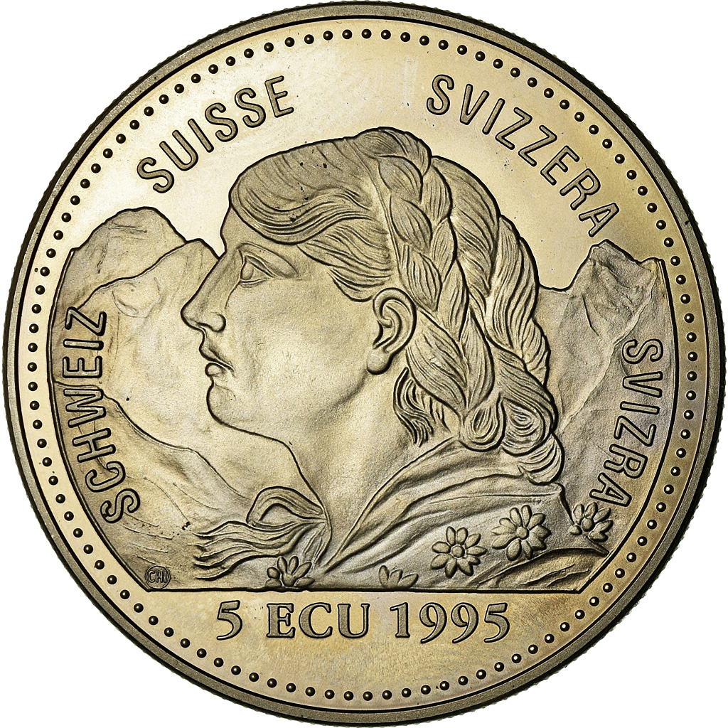 Switzerland, Token, 5 Ecu, Aviation, 1995, , Copper-nickel