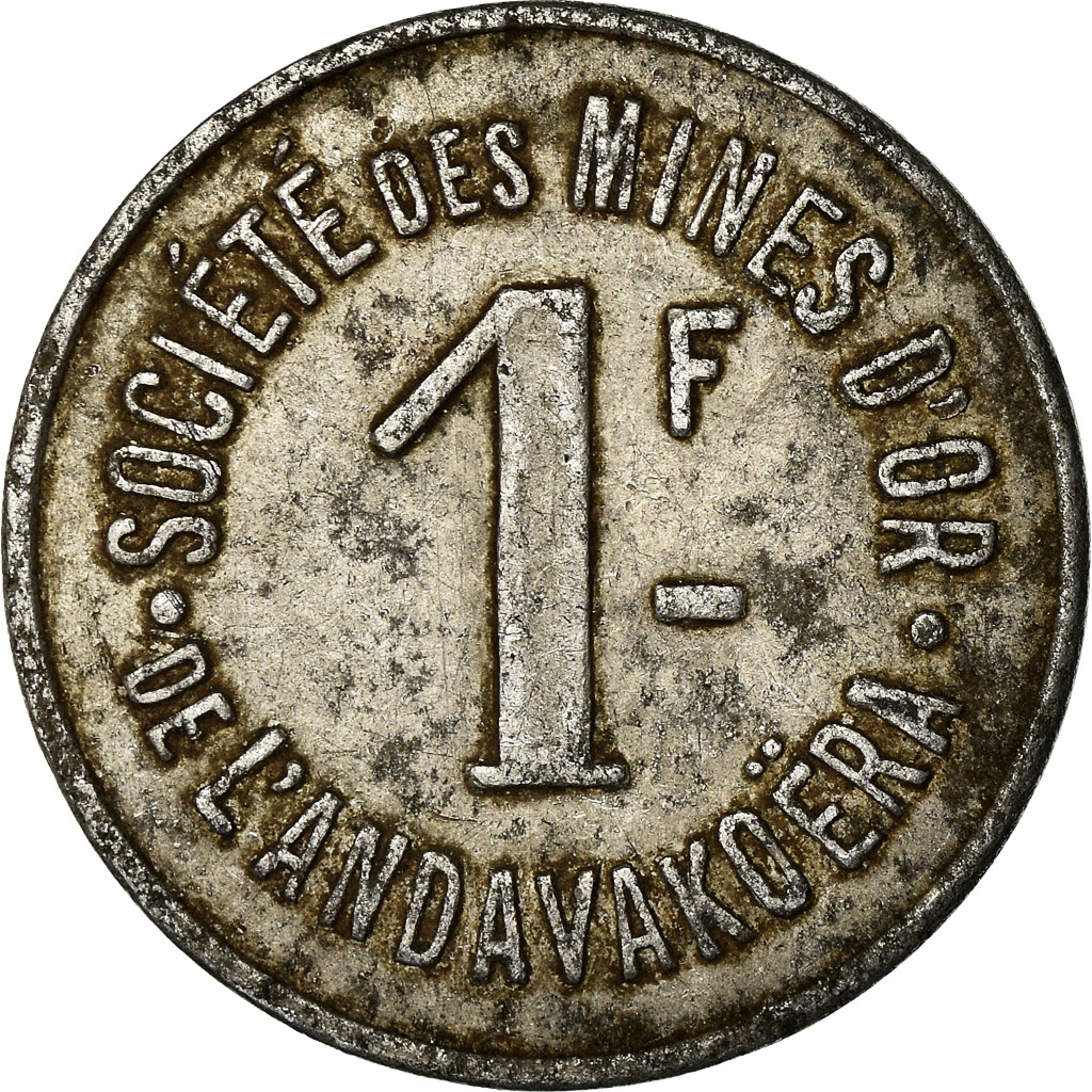 Coin, Madagascar, Société des Mines d'Or, Andavakoëra, 1 Franc, 