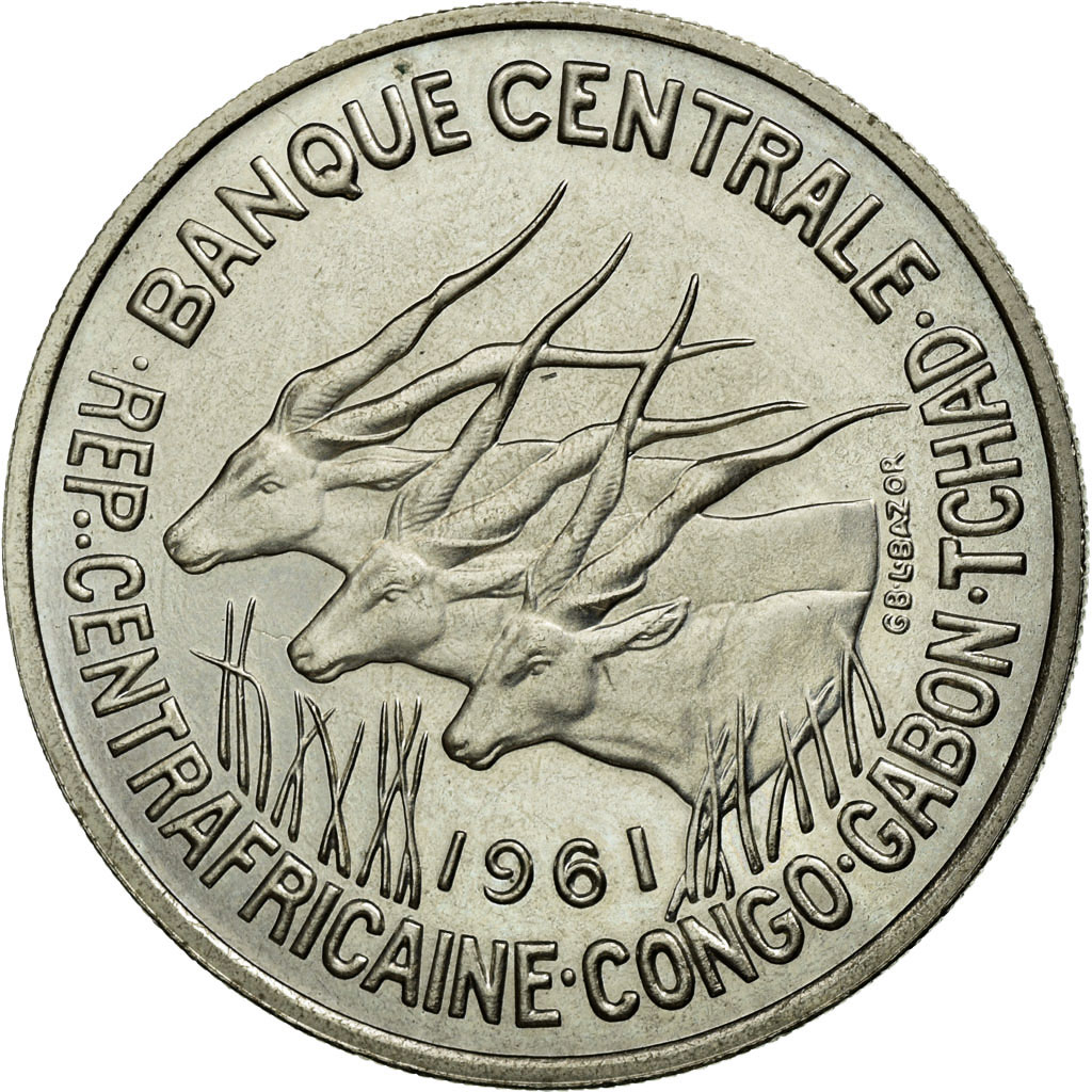 Coin, EQUATORIAL AFRICAN STATES, 50 Francs, 1961, Paris, MS(60-62), Nickel