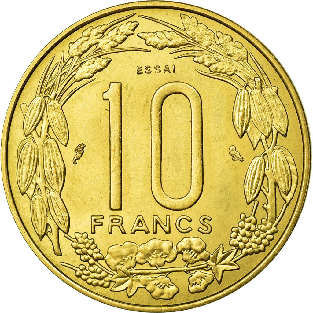 Coin, Central African States, 10 Francs, 1974, Paris, , Aluminum-Bronze