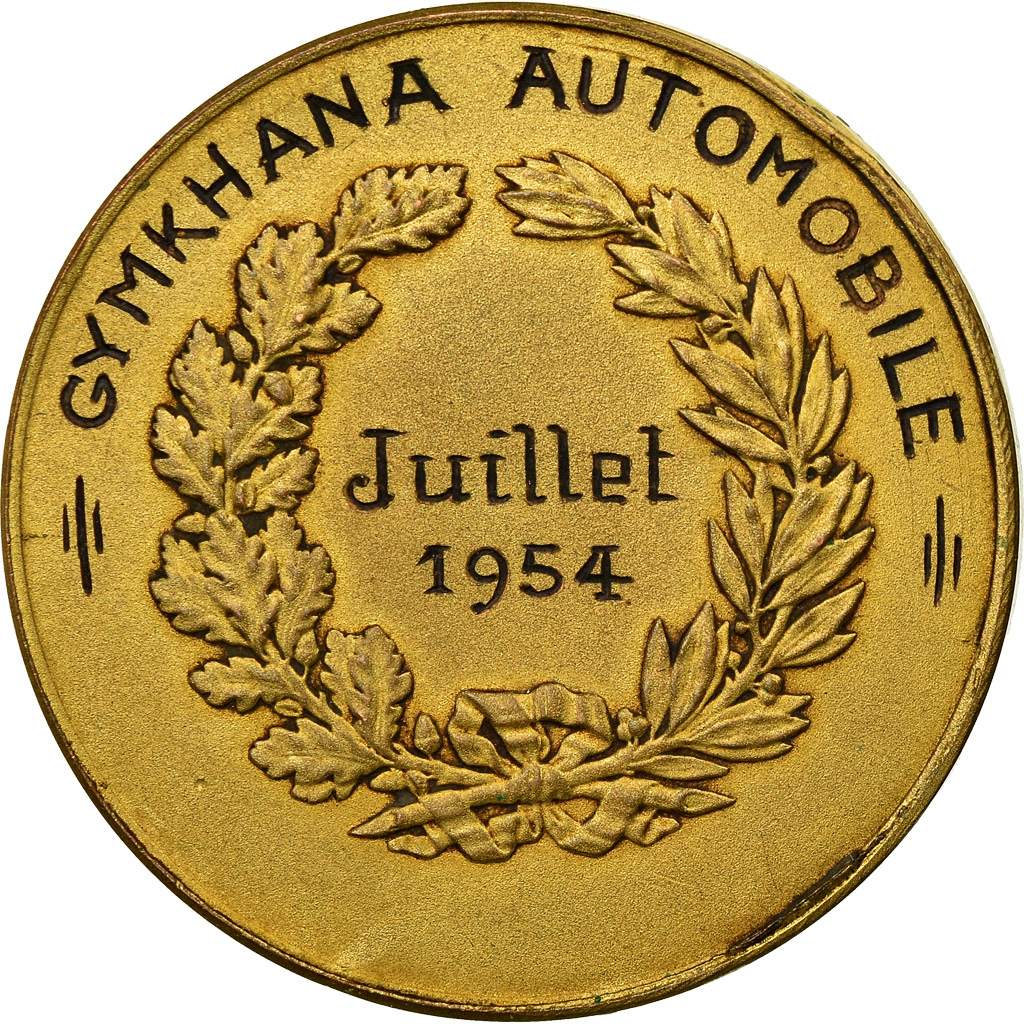 France, Medal, Gymkhana Automobile, Armentières, 1954, , Gilt Bronze