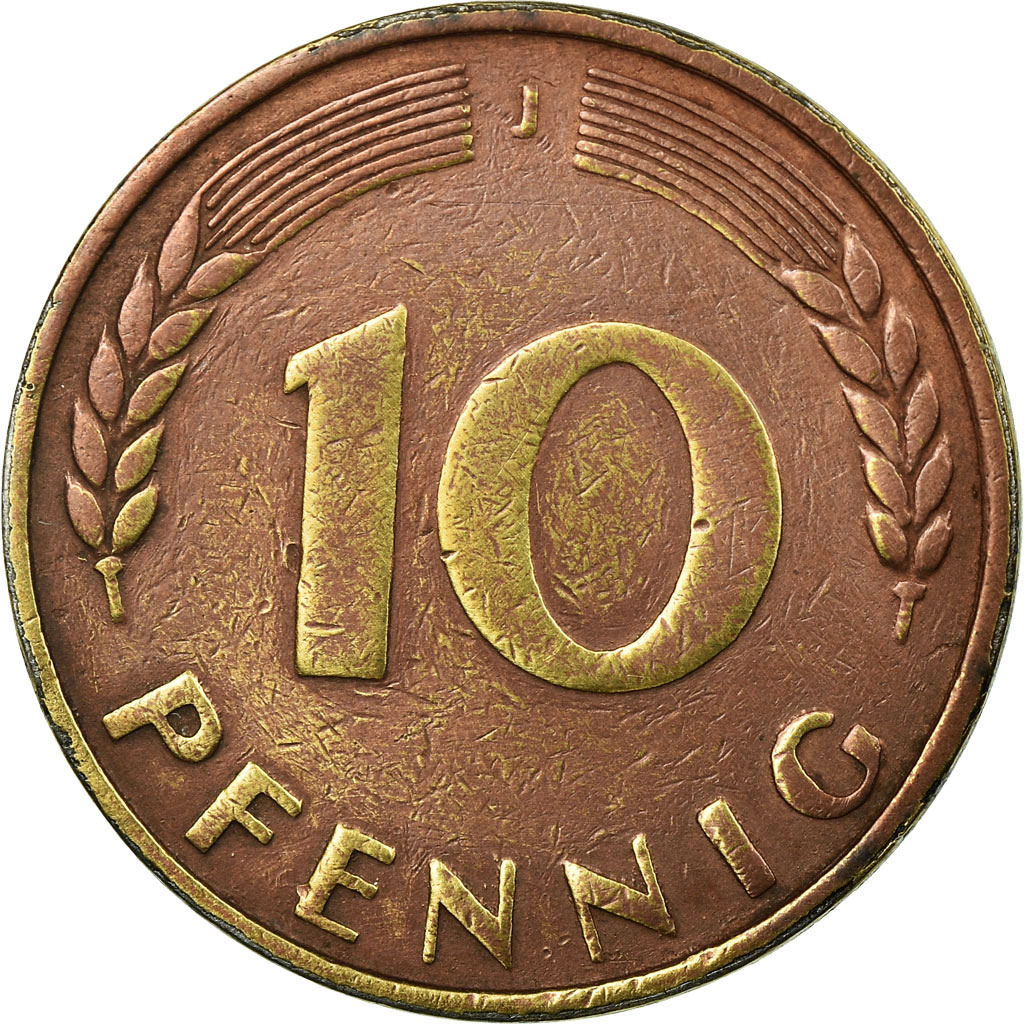 Münze, Bundesrepublik Deutschland, 10 Pfennig, 1949, Hamburg, SS, Brass Clad