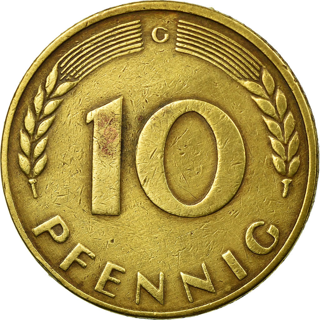 Münze, Bundesrepublik Deutschland, 10 Pfennig, 1950, Karlsruhe, SS, Brass Clad