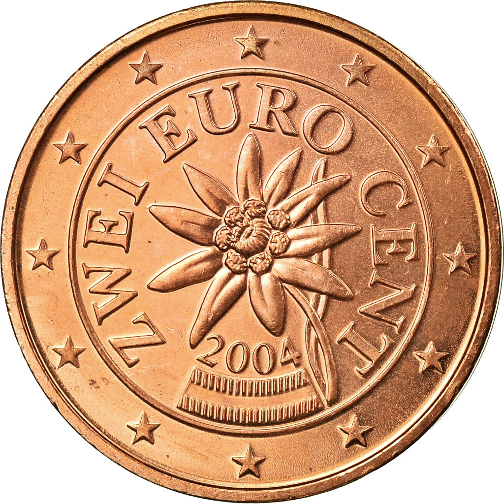 Österreich, 2 Euro Cent, 2004, VZ, Copper Plated Steel, KM:3083