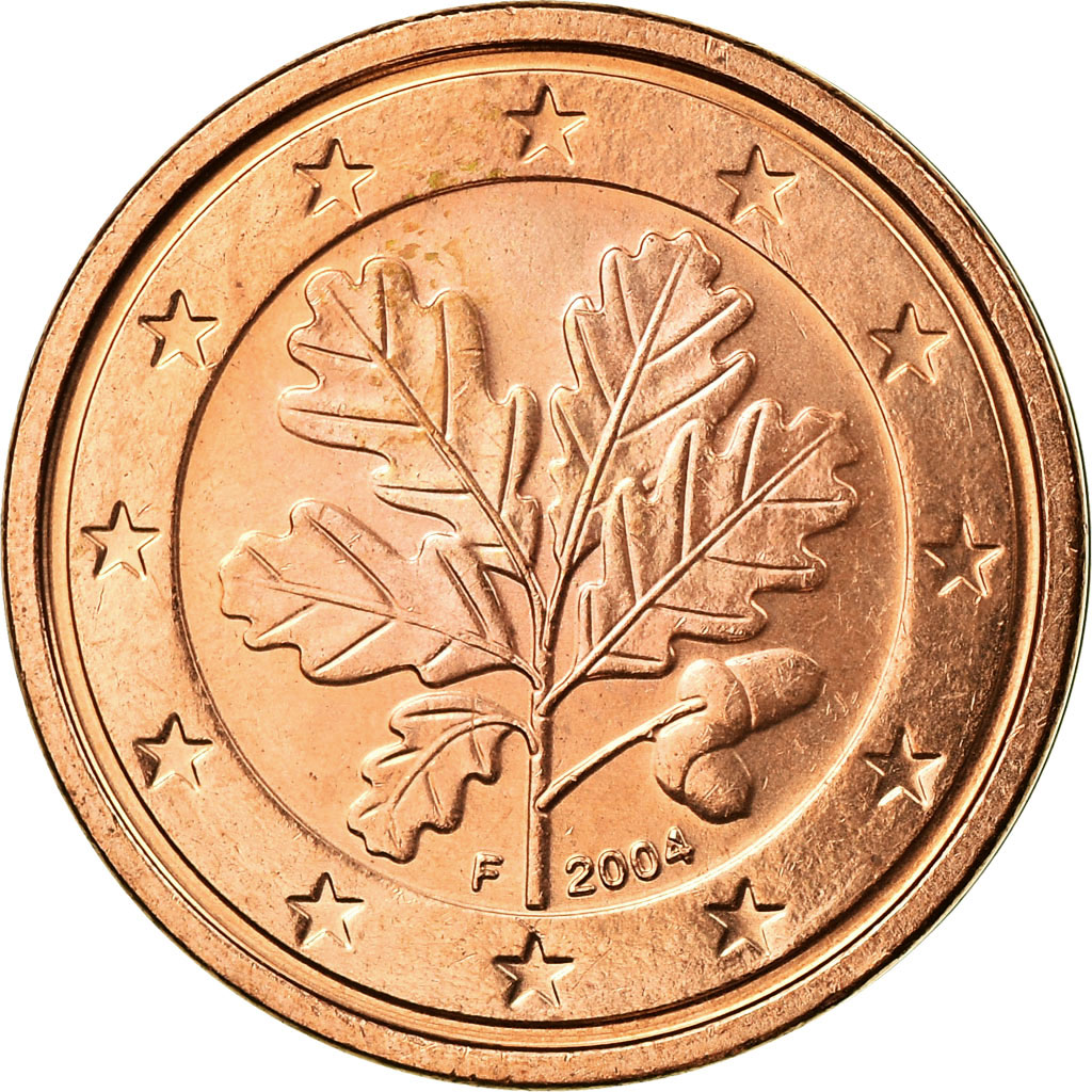 Bundesrepublik Deutschland, 2 Euro Cent, 2004, VZ, Copper Plated Steel, KM:208