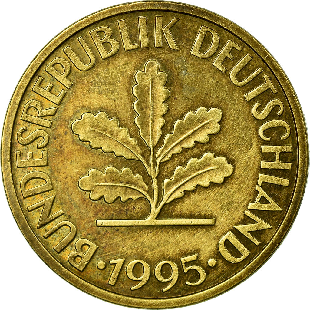 Münze, Bundesrepublik Deutschland, 10 Pfennig, 1995, Munich, SS, Brass Clad