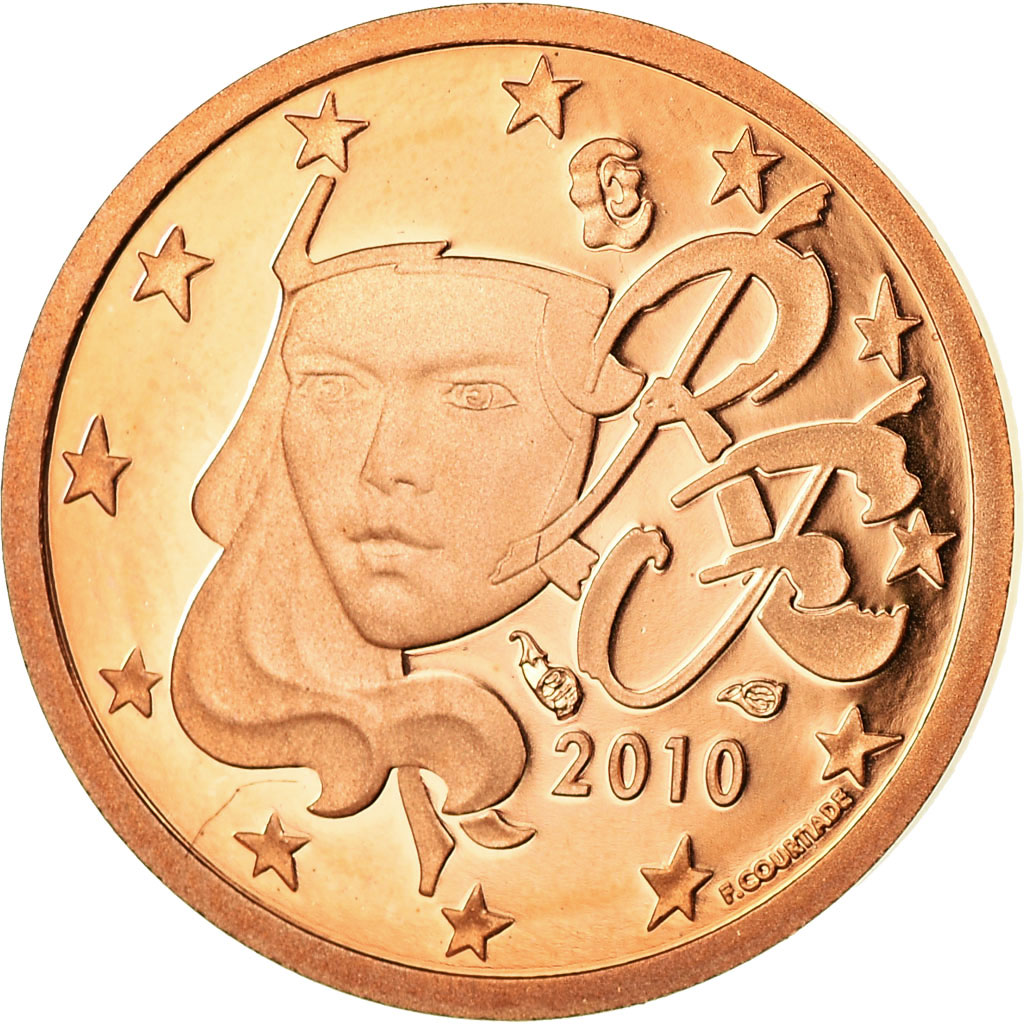 Frankreich, Euro Cent, 2010, BE, STGL, Copper Plated Steel, KM:1282