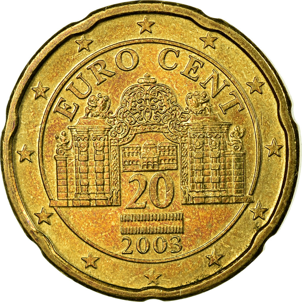 [#723516] Österreich, 20 Euro Cent, 2003, VZ, Messing, KM:3086