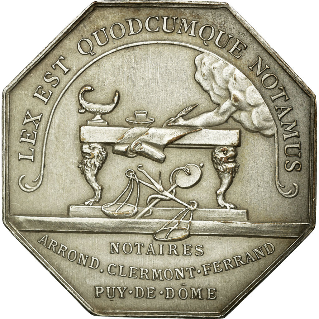 Frankrijk, Token, Notary, PR, Silvered bronze, Lerouge:101b