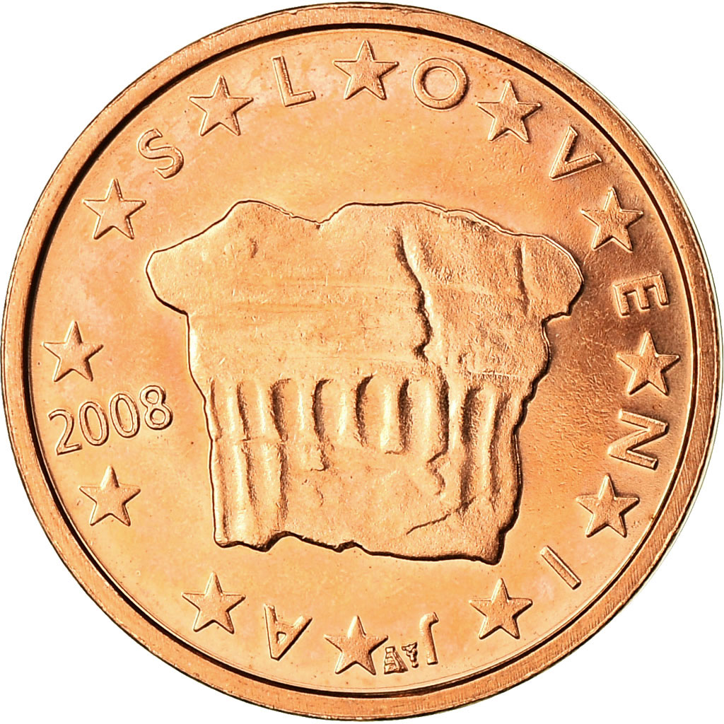 [#724318] Slowenien, 2 Euro Cent, 2008, UNZ, Copper Plated Steel, KM:69