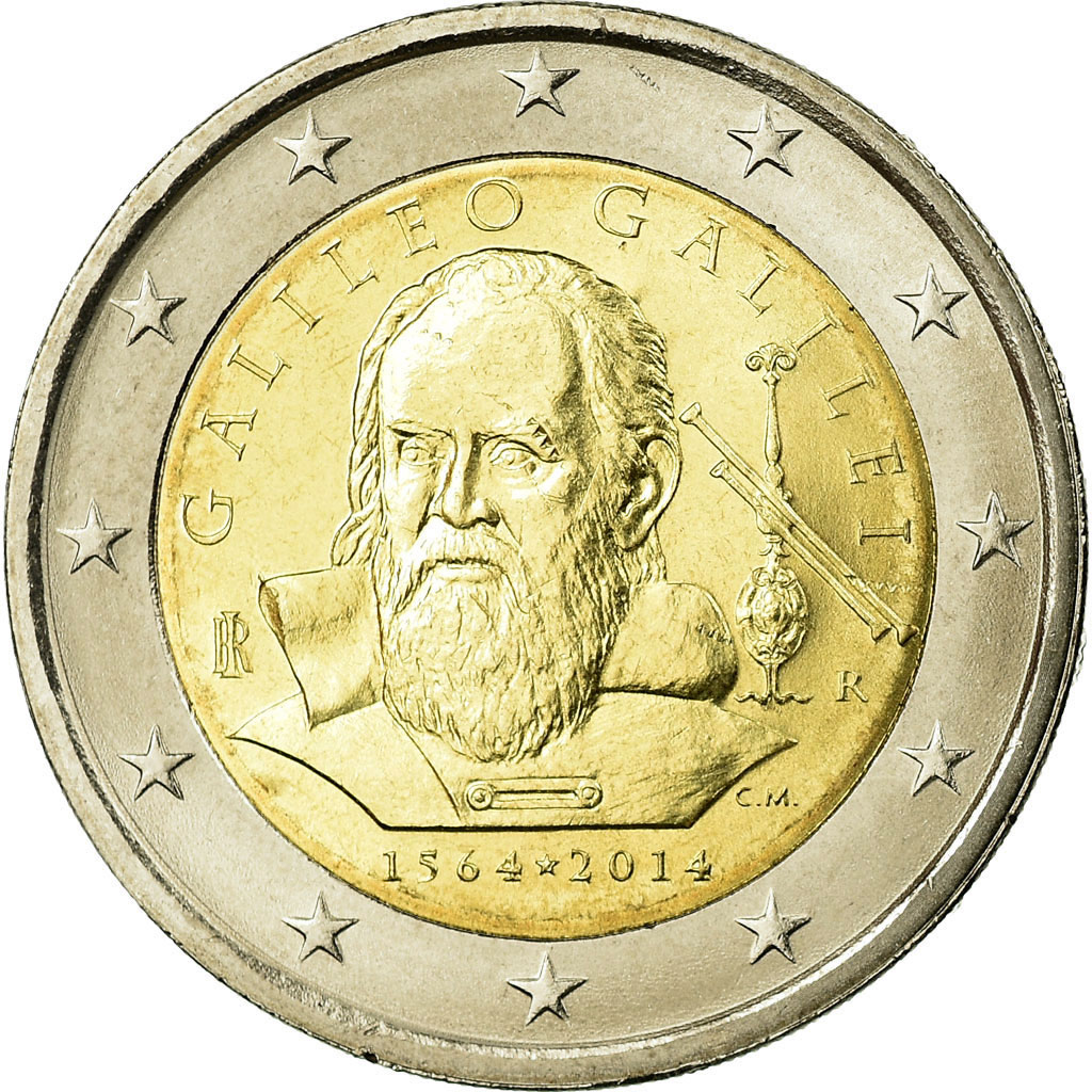 Italien, 2 Euro, 450 ème anniversaire de GALILEO GALILEI, 2014, VZ