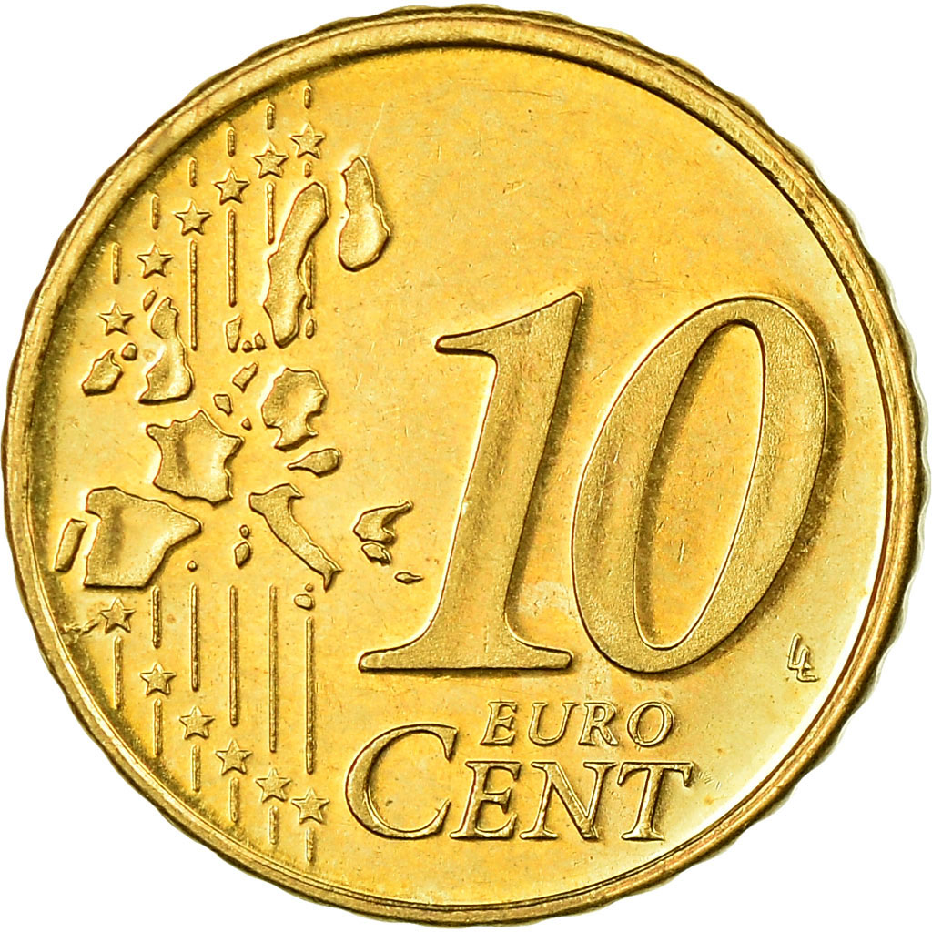 Luxemburgo, 10 Euro Cent, 2002, MBC, Latón, KM:78