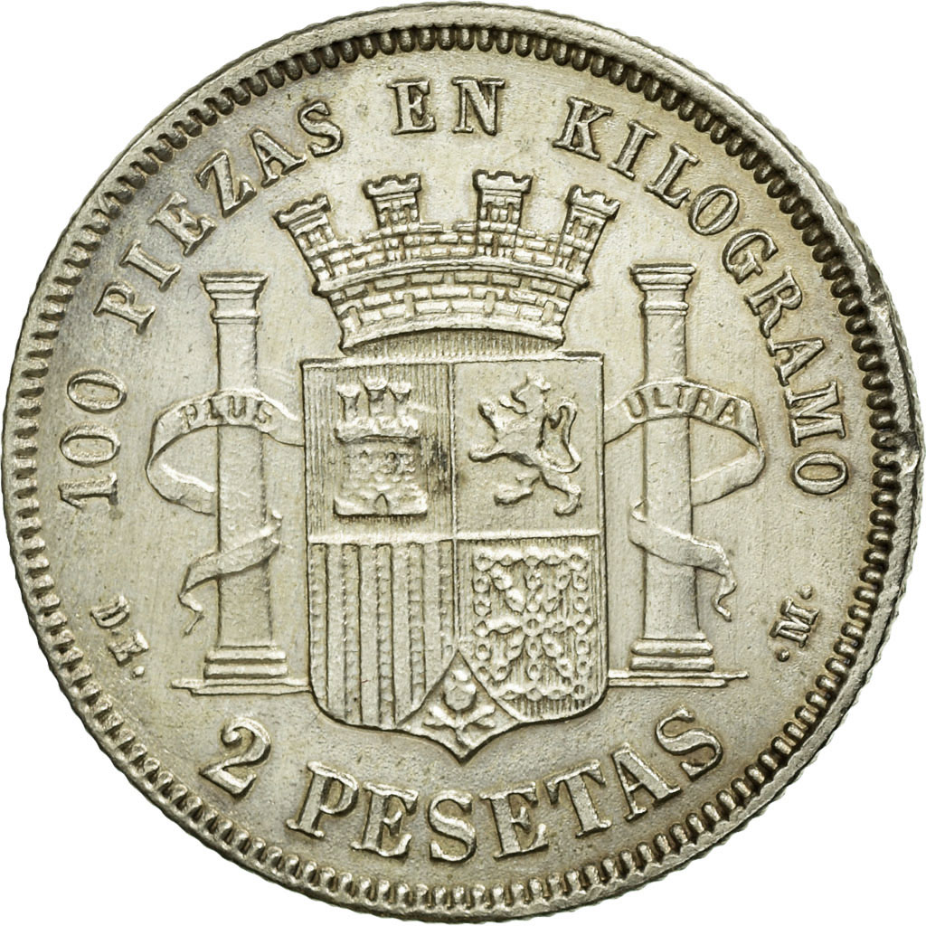 Coin, Spain, Provisional Government, 2 Pesetas, 1870, , Silver, KM:654