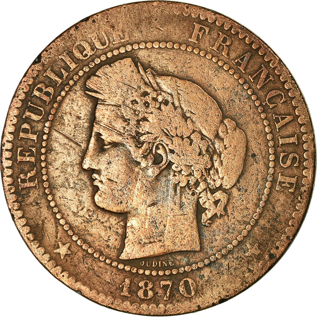 Coin, France, Cérès, 10 Centimes, 1870, Paris, Petit A, , Bronze