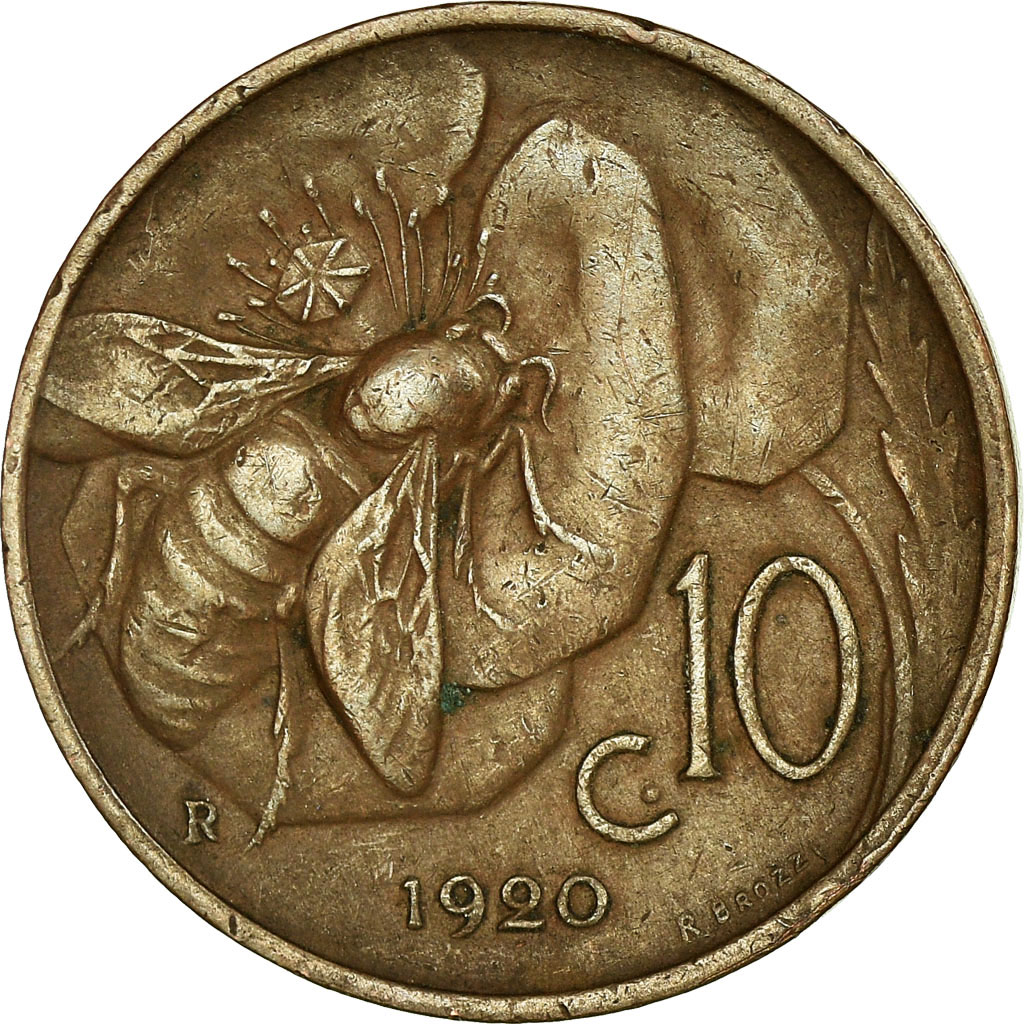 Moneda, Italia, Vittorio Emanuele III, 10 Centesimi, 1920, Rome, MBC, Bronce