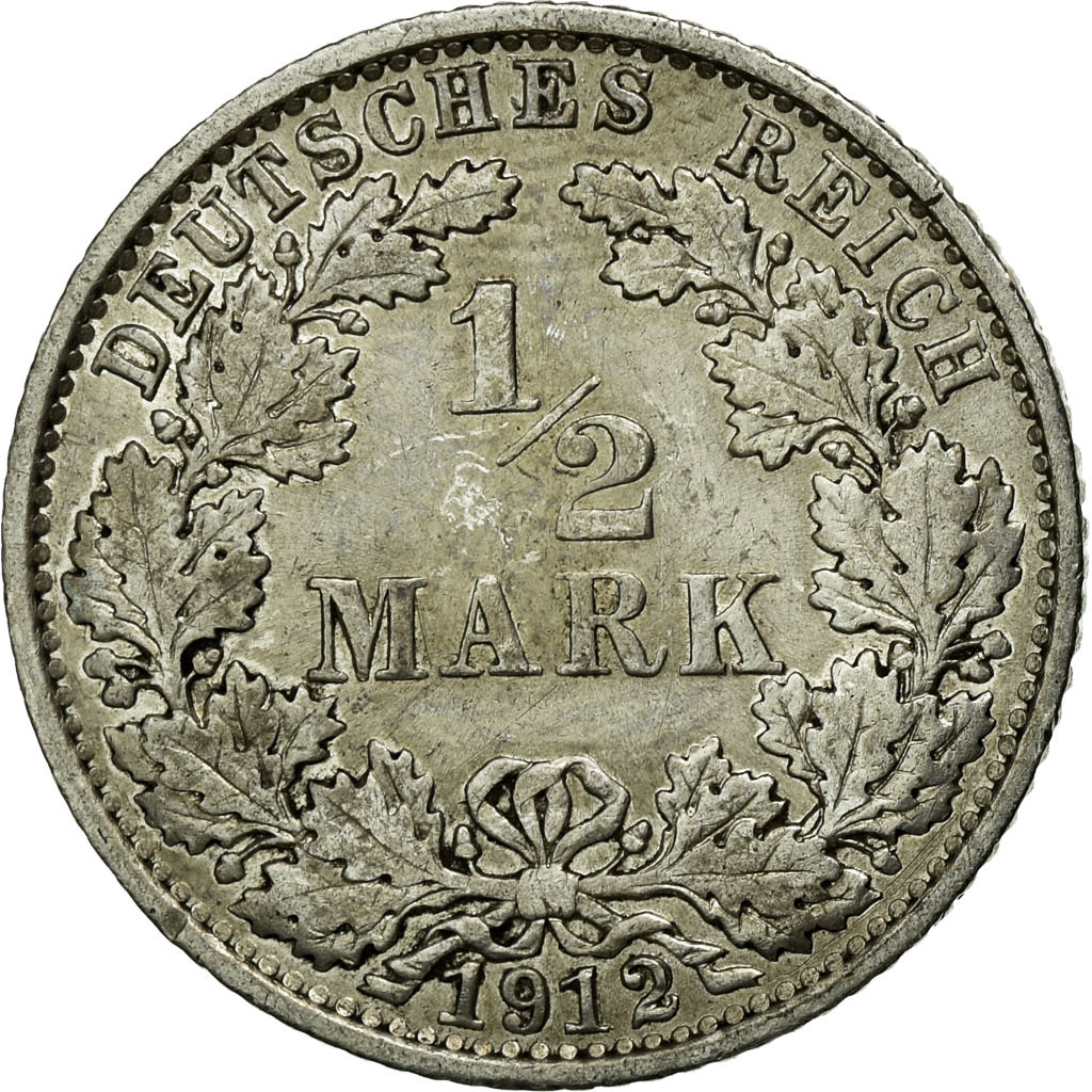 Coin, GERMANY - EMPIRE, 1/2 Mark, 1912, Muldenhütten, , Silver, KM:17