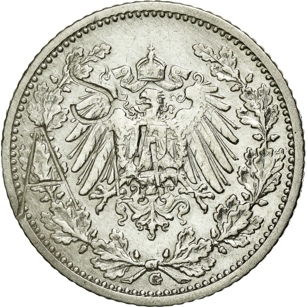 Coin, GERMANY - EMPIRE, 1/2 Mark, 1908, Karlsruhe, , Silver, KM:17