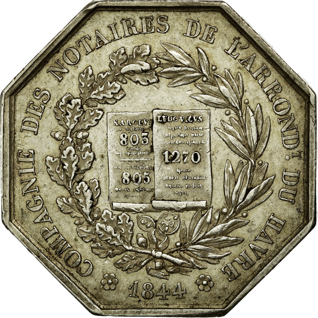 Frankrijk, Token, Notary, 1844, ZF+, Zilver, Lerouge:146