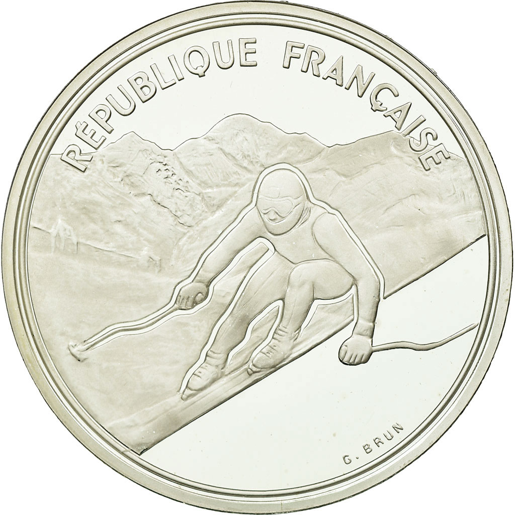 Coin, France, Alpine skiing, 100 Francs, 1989, BE, , Silver, KM:971