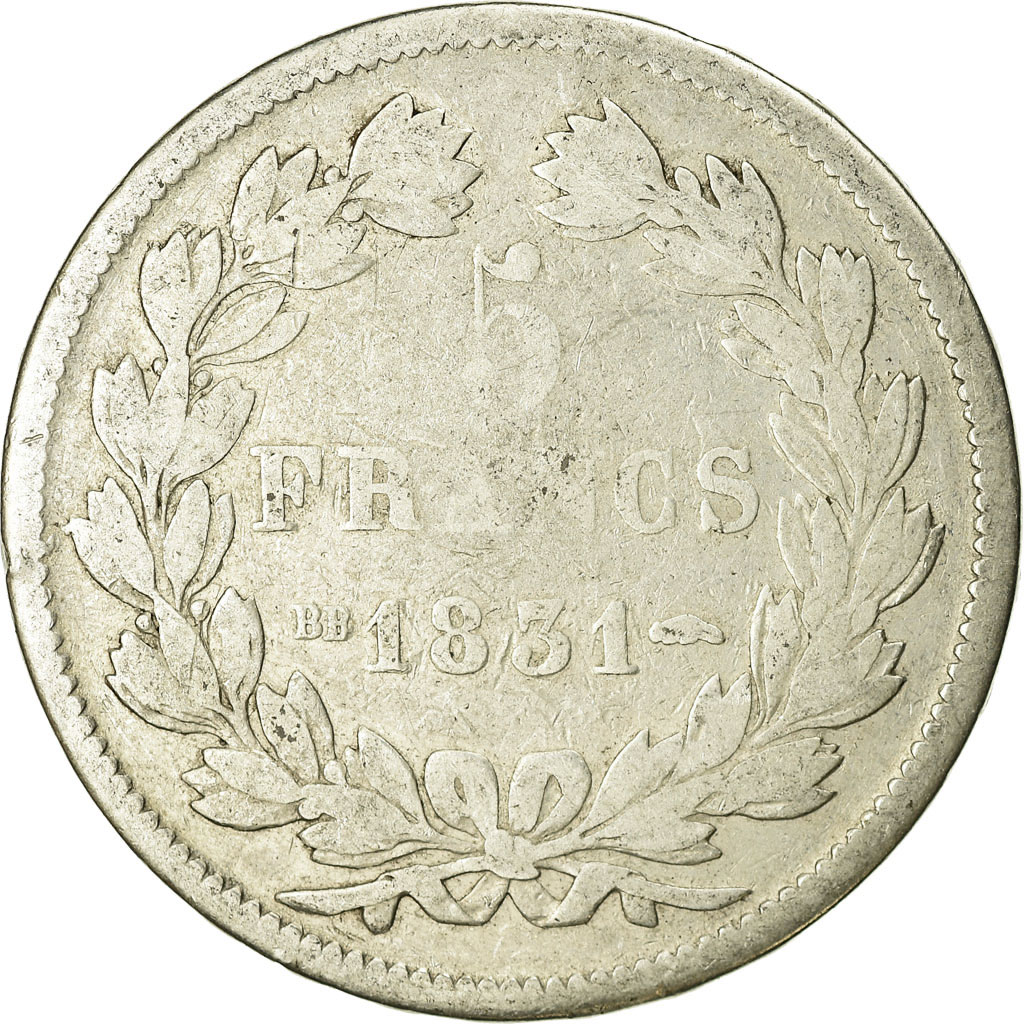 Coin, France, Louis-Philippe, 5 Francs, 1831, Strasbourg, , Silver