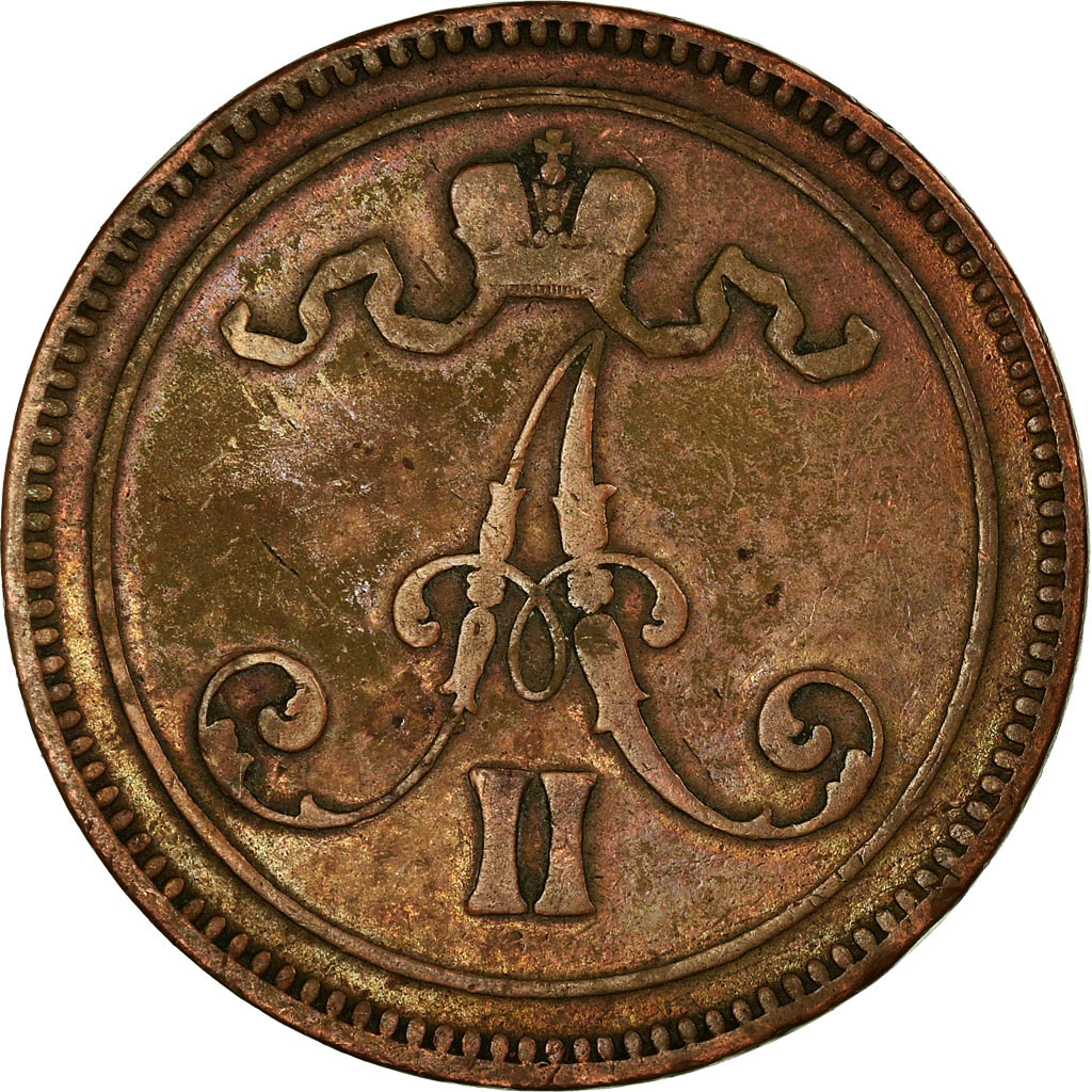 Coin, Finland, Alexander II, 10 Pennia, 1865, , Copper, KM:5.1