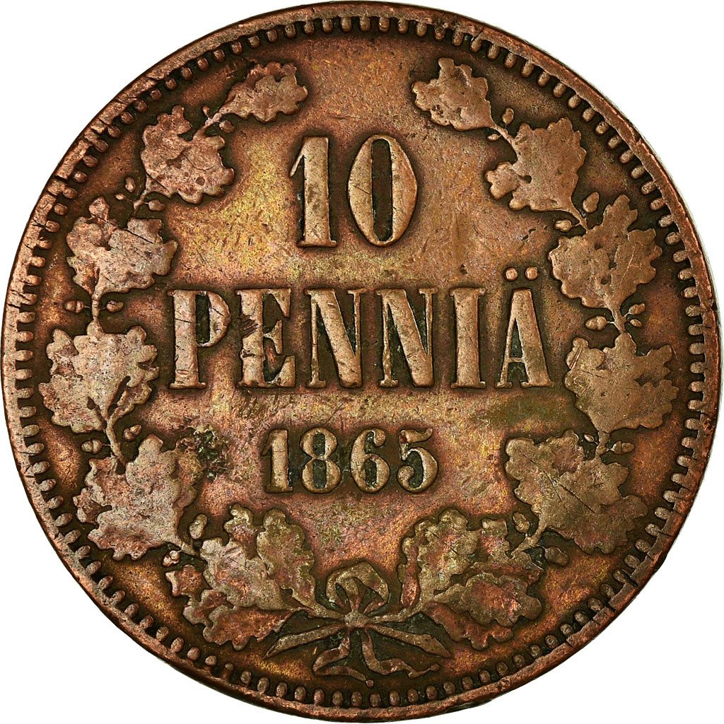 Coin, Finland, Alexander II, 10 Pennia, 1865, , Copper, KM:5.1