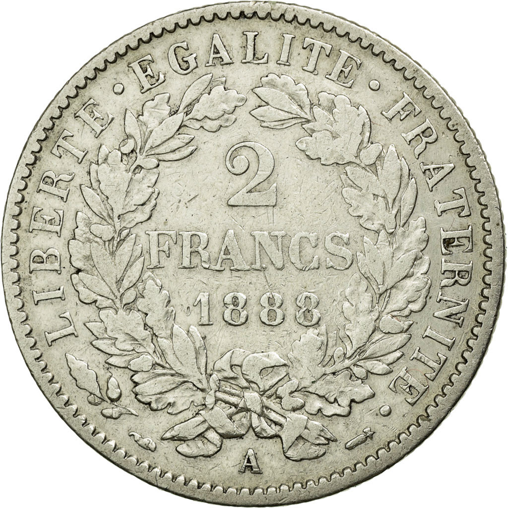 Coin, France, Cérès, 2 Francs, 1888, Paris, , Silver, KM:817.1
