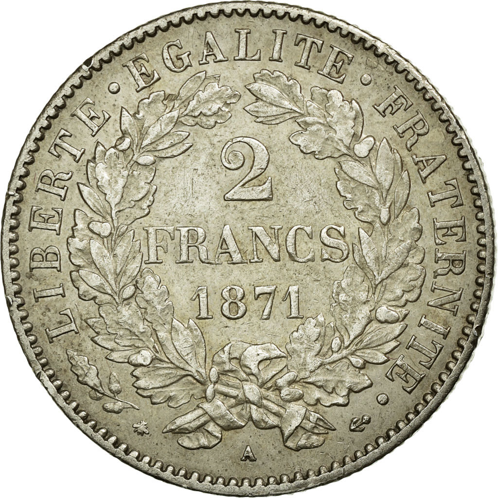 Coin, France, Cérès, 2 Francs, 1871, Paris, , Silver, KM:817.1