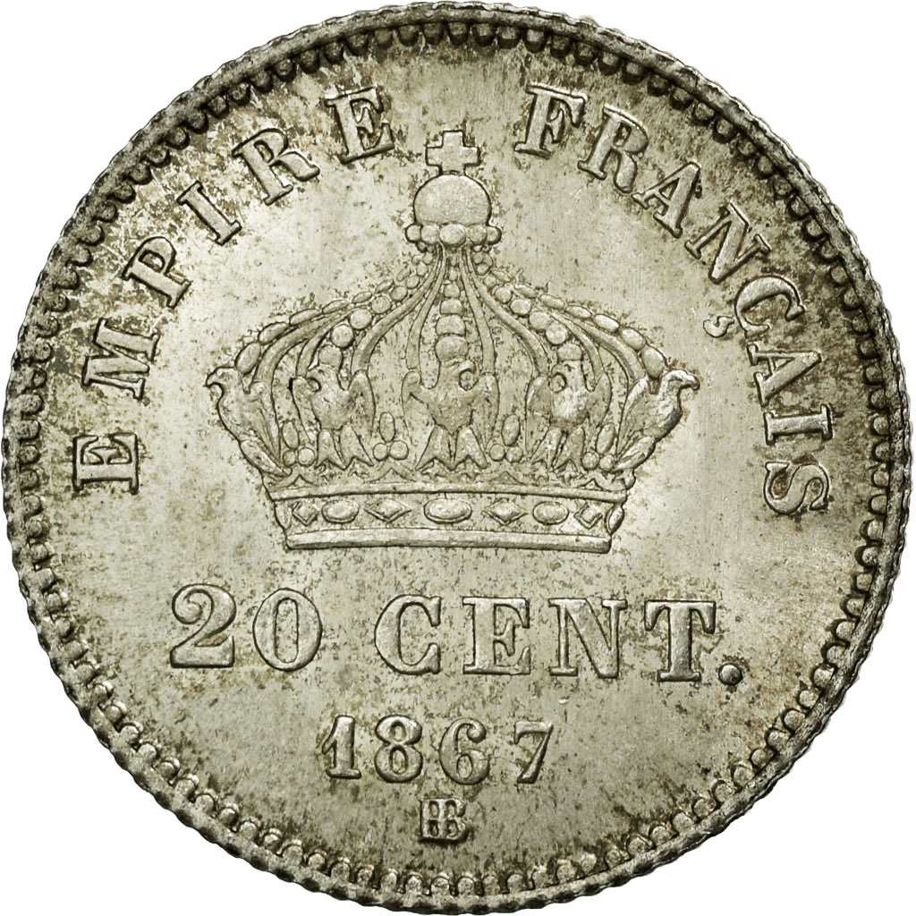 Coin, France, Napoleon III, Napoléon III, 20 Centimes, 1867, Strasbourg
