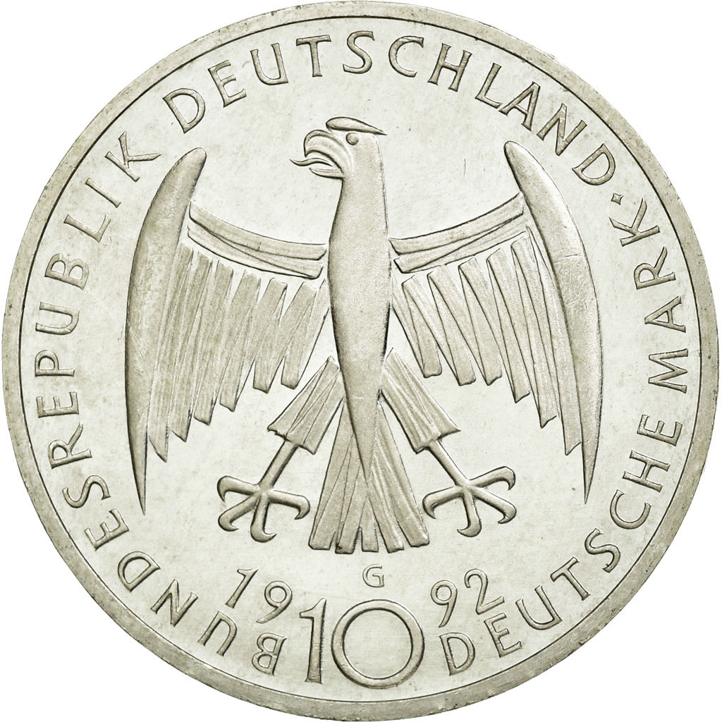 Coin, GERMANY - FEDERAL REPUBLIC, 10 Mark, 1992, Karlsruhe, Germany, 