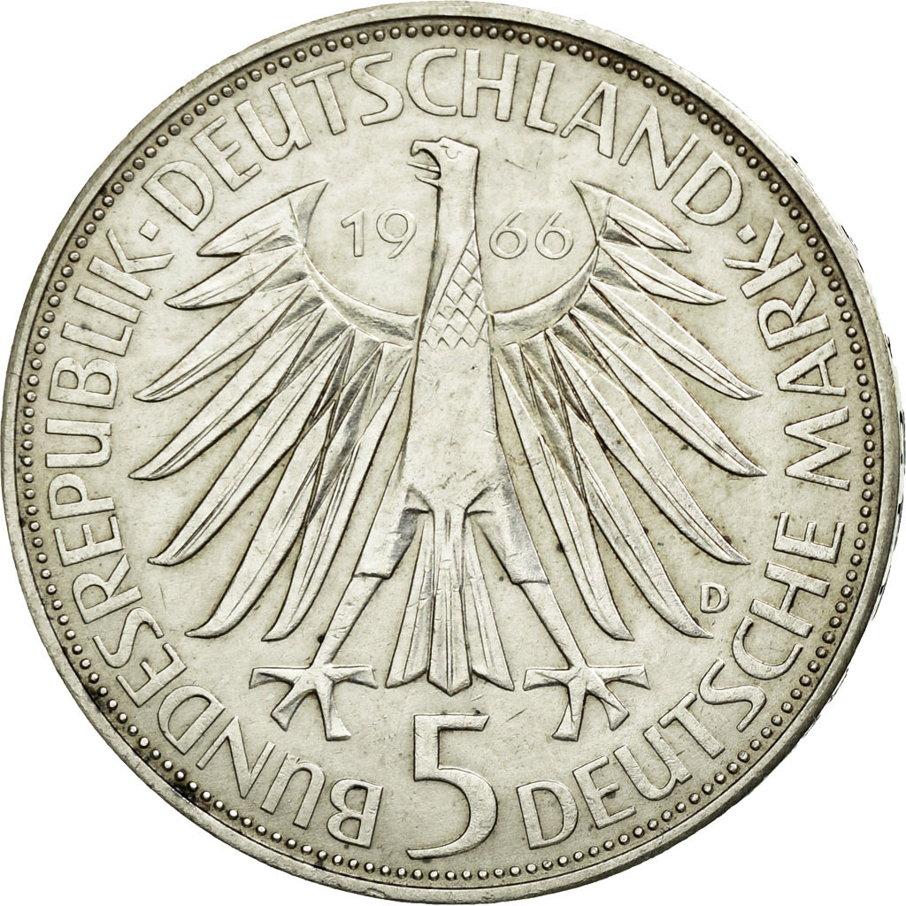 Coin, GERMANY - FEDERAL REPUBLIC, 5 Mark, 1966, Munich, Germany, 